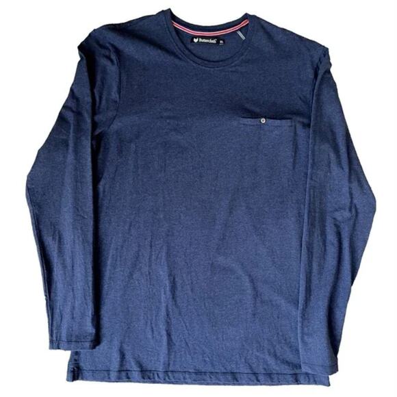 Buttercloth Long Sleeve T Shirt Mens XL Stretch Soft Pocket Navy Tee Shirt - Picture 1 of 6